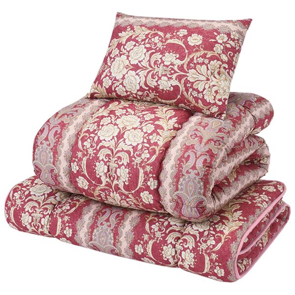 「日本製羊毛入り抗菌防臭防ダニ布団セット（その他寝具）」｜ピンク