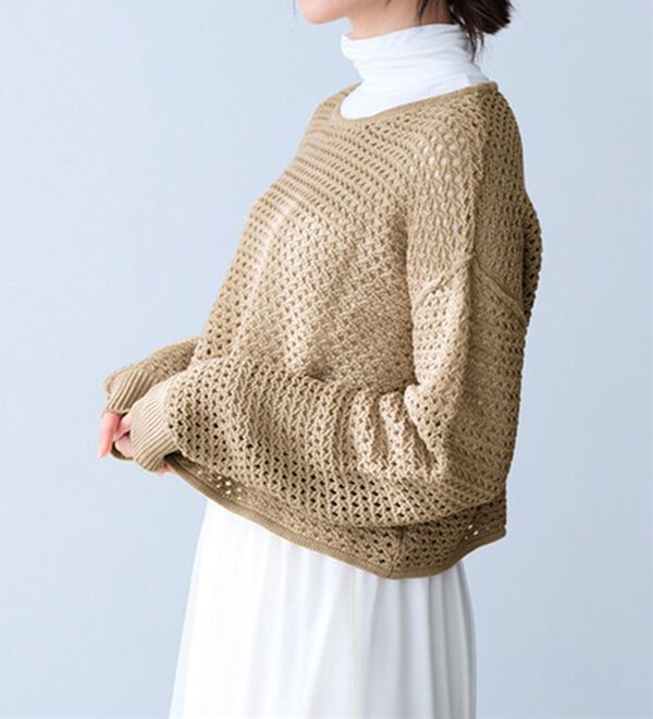 RANAN（ラナン）の「綿１００％メッシュ編ニットプルオーバー（ニット・セーター）」｜詳細画像