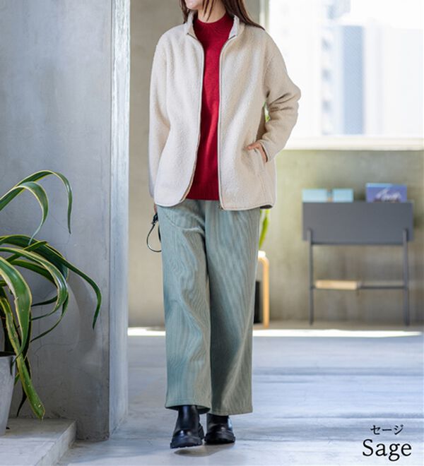 BELLUNA（ベルーナ）の「なめらか裏ベロアコーデュロイワイドパンツ（ワイドパンツ・ガウチョ）」｜詳細画像