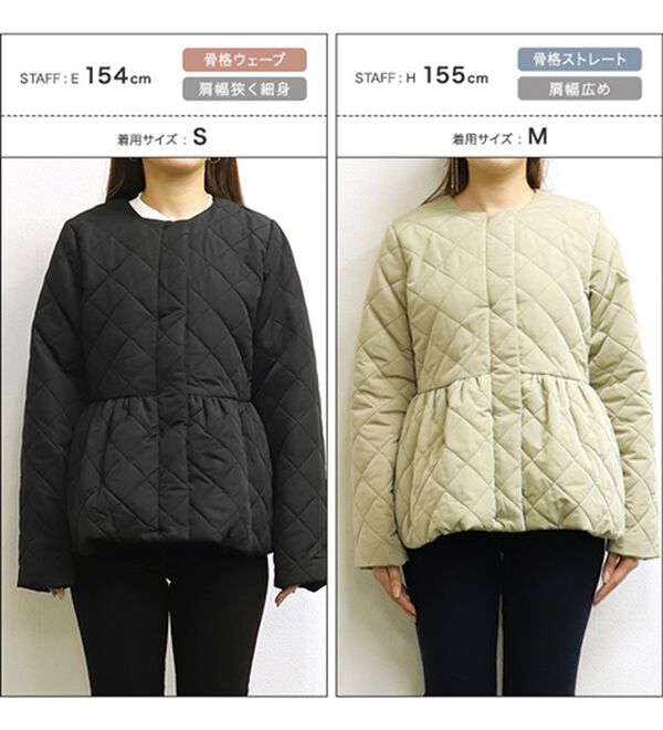 Pierrot（ピエロ）の「ノーカラーフレアキルティングブルゾン（ブルゾン）」｜詳細画像