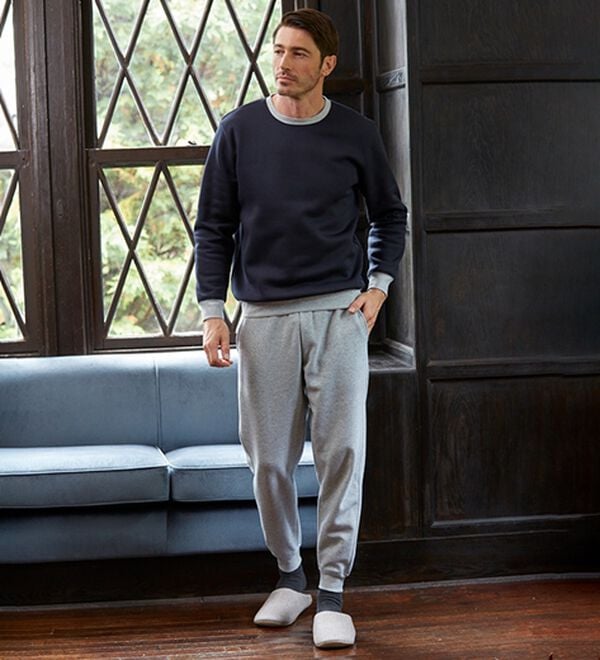 「＜シンプル＆プラス＞裏起毛スウェット上下セット（メンズルームウェア）」｜詳細画像