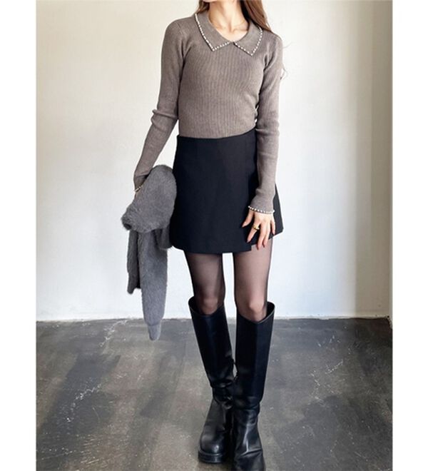 GeeRA（ジーラ）の「【YOUING.】パール衿リブニット（ニット・セーター）」｜詳細画像