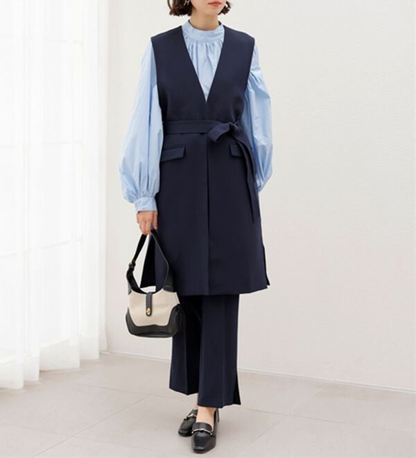 GeeRA（ジーラ）の「【２点セット】ロングジレセットアップスーツ（パンツスーツ）」｜詳細画像