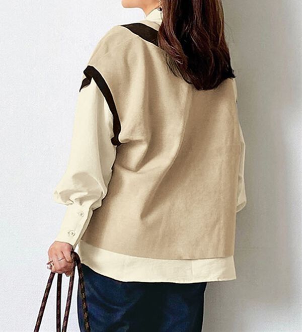 BELLUNA（ベルーナ）の「【低身長さん向け】重ねて可愛い配色ニットベスト（ベスト）」｜詳細画像