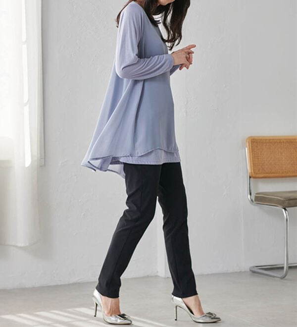 RANAN（ラナン）の「異素材切替フレアーチュニック（チュニック）」｜詳細画像