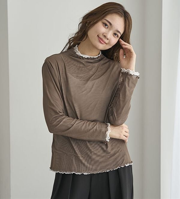 BELLUNA（ベルーナ）の「《重ねて楽しむ！》シアー素材ボトルネックプルオーバー（カットソー）」｜詳細画像