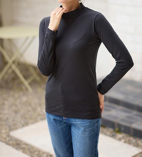 LAVIENNE（ラヴィエンヌ）の「【うす・軽・温】綿１００％吸湿発熱あったかタートルネックインナー（肌着・インナーウェア）」｜詳細画像