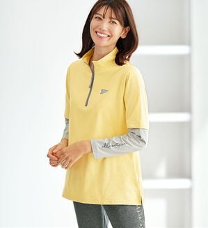 BELLUNA（ベルーナ）の「＜ＥＬＬＥ　Ａｃｔｉｖｅ＞綿タッチ裏起毛ハーフジッププルオーバー（カットソー）」｜イエロー