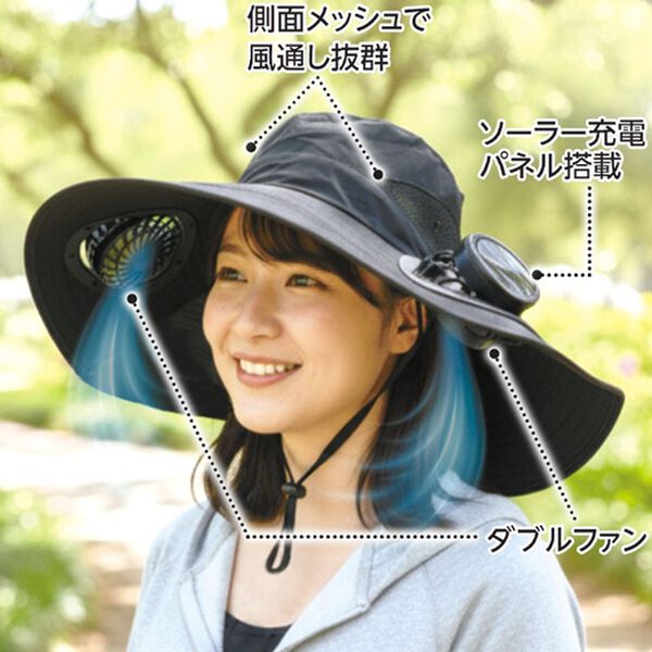「ソーラー充電式ダブルファンハット（扇風機・サーキュレーター）」｜詳細画像