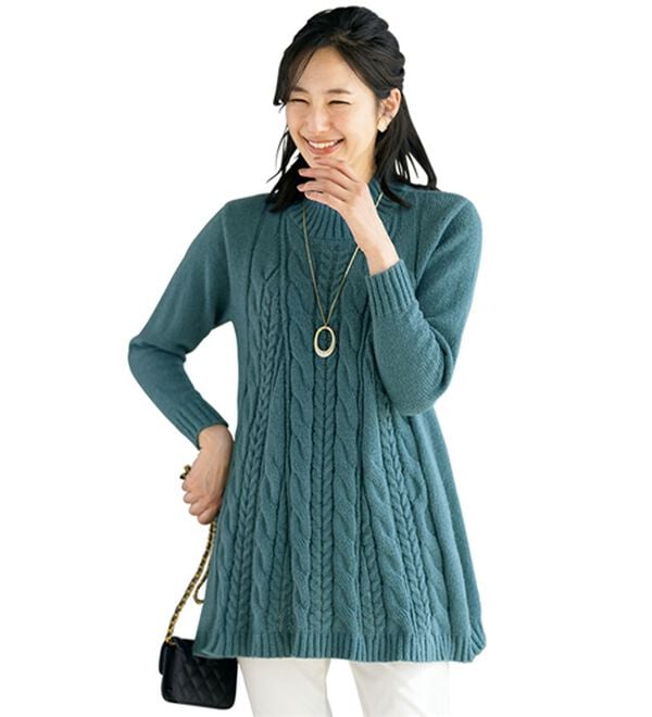 ルフラン（ルフラン）の「【２色組】すっきり見えの編地ニットチュニック（ニット・セーター）」｜詳細画像