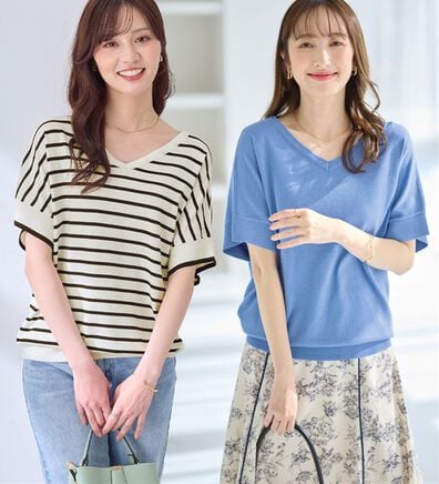 alotta（アロッタ）の「ゆるっと涼やかＶネックプルオーバー（ニット・セーター）」