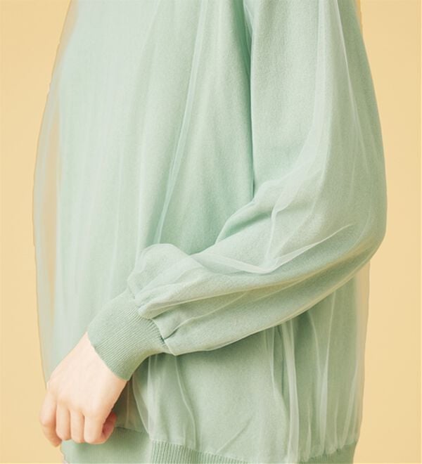 BELLUNA（ベルーナ）の「チュール重ねニットプルオーバー（ニット・セーター）」｜詳細画像