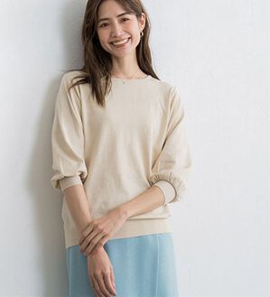 Pierrot（ピエロ）の「【選べるネック】シルクタッチバルーンニット（ニット・セーター）」｜アイボリー