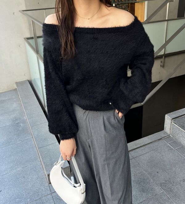 GeeRA（ジーラ）の「シャギーオフショルニット（ニット・セーター）」｜詳細画像