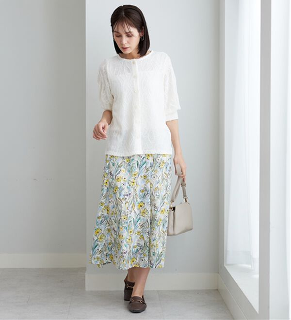 BELLUNA（ベルーナ）の「波柄シアージャカード素材カーディガン（ニットカーディガン）」｜詳細画像