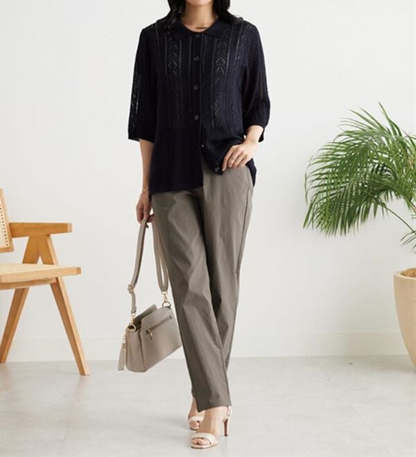 BELLUNA（ベルーナ）の「冷感ピケストレッチ素材スリムパンツ（フルレングスパンツ）」｜詳細画像