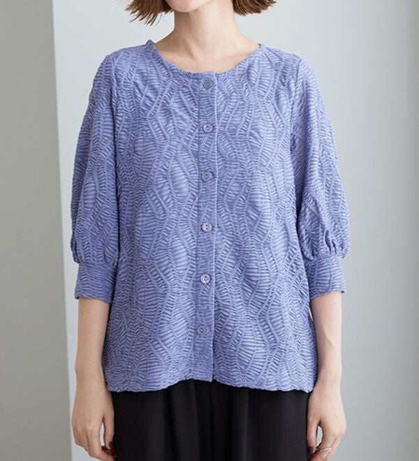 BELLUNA（ベルーナ）の「波柄シアージャカード素材カーディガン（ニットカーディガン）」｜詳細画像