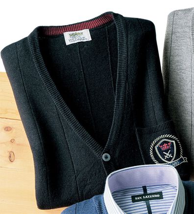 「選べる刺しゅうポケット付ベスト（メンズニット・セーター）」