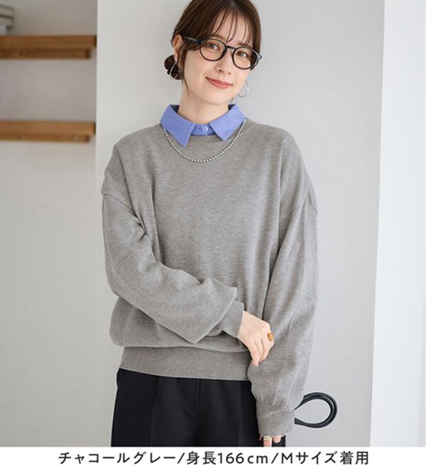 Viola e Viola（ヴィオラ エ ヴィオラ）の「【洗えるニット】着回し力抜群！秋から着られるシンプルニットトップス（ニット・セーター）」｜詳細画像