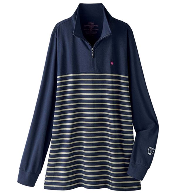 ルフラン（ルフラン）の「【２色組】【ＰＯＬＯ　ＢＣＳ】ハーフジップ切替ボーダープルオーバー（カットソー）」｜詳細画像