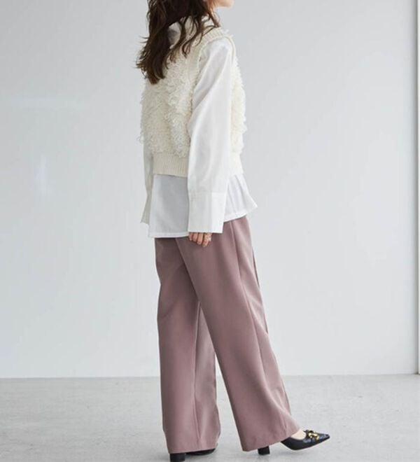 RANAN（ラナン）の「裏起毛美脚シルエットピンタックワイドパンツ（フルレングスパンツ）」｜詳細画像