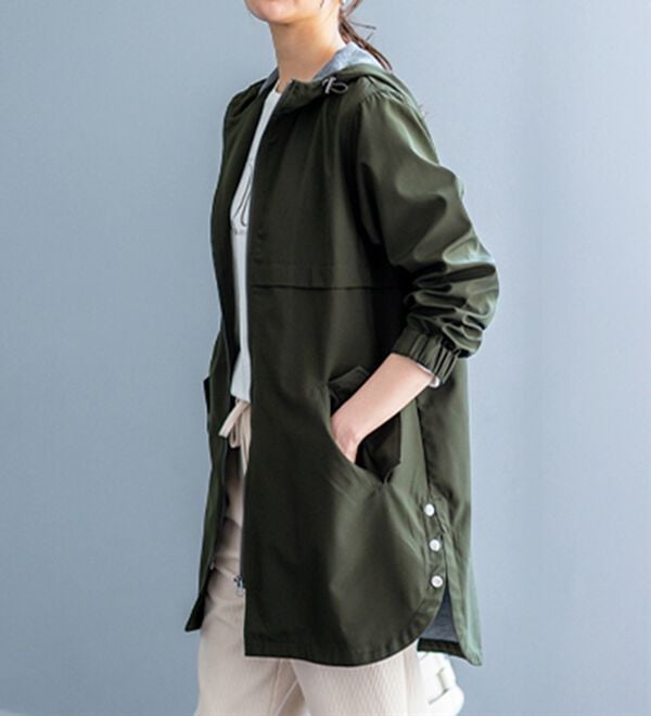 BELLUNA（ベルーナ）の「はっ水加工ボンディング素材ロング丈パーカー（ハーフコート）」｜詳細画像