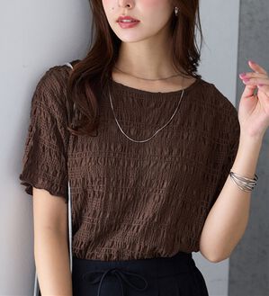 alotta（アロッタ）の「シアーシャーリングプルオーバー（カットソー）」｜ブラウン