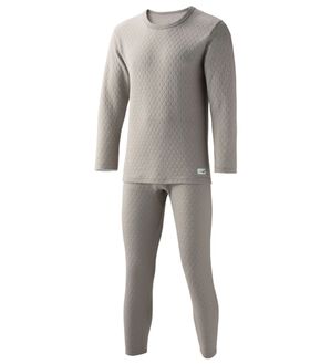 「≪ＴＶ限定★≫＜クロコダイル＞ウール入肌側綿１００％極温（Ｒ）キルトインナー上下（メンズ肌着・インナーウェア）」｜杢グレージュ