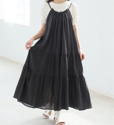 A HAPPY MARILYN（アハッピーマリリン）の「【Ｌ～６Ｌ】【風通るプレミアム】ティアード切替キャミワンピース（ロングワンピース）」