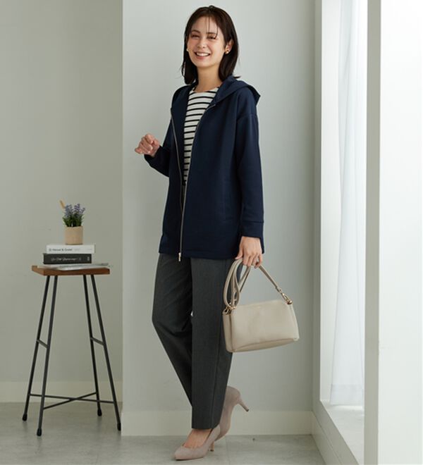 BELLUNA（ベルーナ）の「フードデザインとろみ素材ジップアップパーカー（パーカー）」｜詳細画像