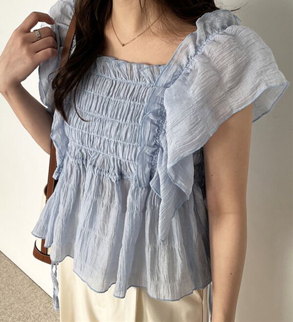 GeeRA（ジーラ）の「フリルシャーリングブラウス（ブラウス）」｜詳細画像