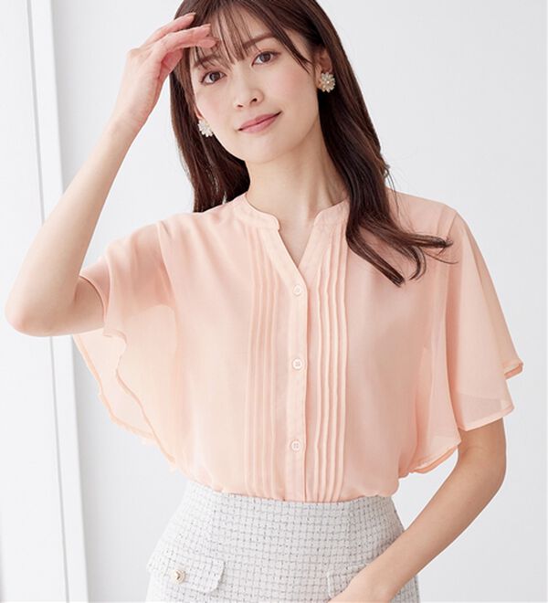 alotta（アロッタ）の「【接触冷感】インナー付ピンタックデザインブラウス【イエベ・ブルべ】（ブラウス）」｜詳細画像