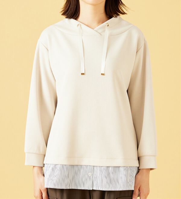 BELLUNA（ベルーナ）の「ワイドネックデザインシャツ切替チュニック（チュニック）」｜詳細画像