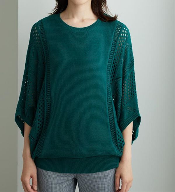 BELLUNA（ベルーナ）の「透かし編ドルマンニットプルオーバー（ニット・セーター）」｜詳細画像