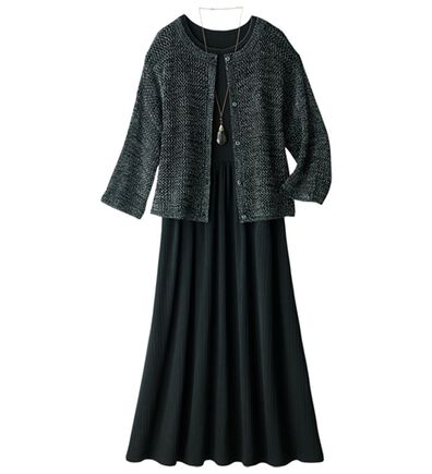 ルフラン（ルフラン）の「爽やか！メッシュニット＆ロングワンピース（アンサンブル）」