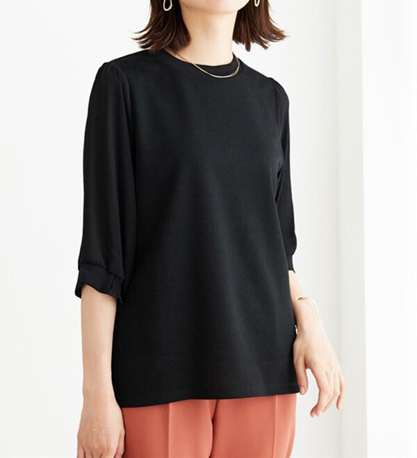 BELLUNA（ベルーナ）の「ラメ調袖切替デザインプルオーバー（カットソー）」｜詳細画像