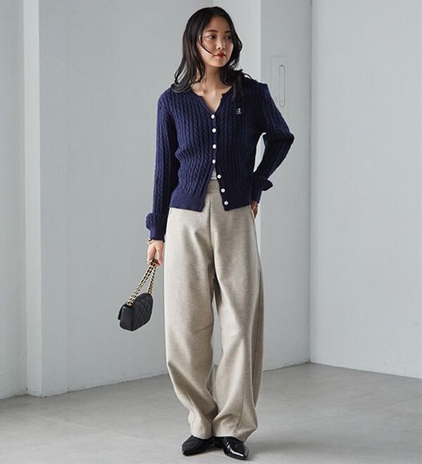 RANAN（ラナン）の「フェイクウールバレルレッグカーブパンツ（フルレングスパンツ）」｜詳細画像