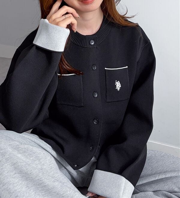 RANAN（ラナン）の「＜U.S.POLO ASSN.＞Ｗフェイスバイカラーカーディガン（ニットカーディガン）」｜詳細画像