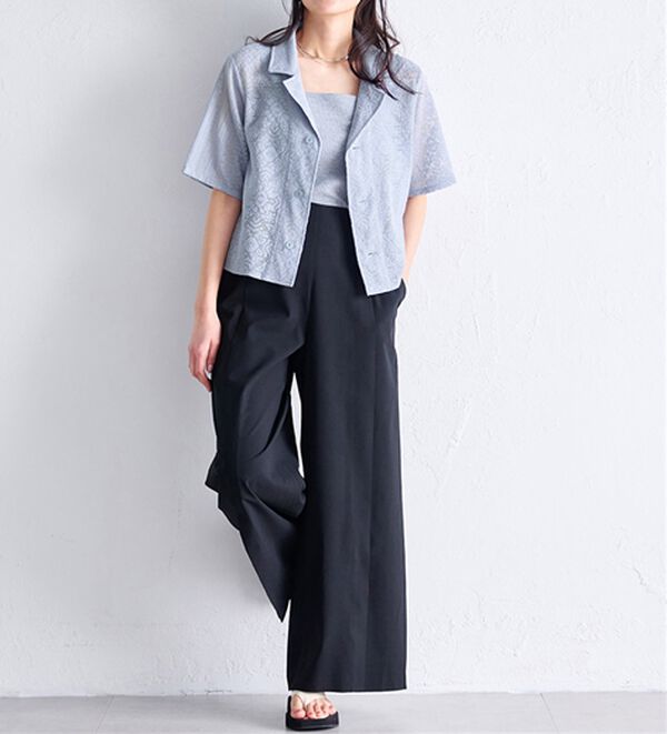 RANAN（ラナン）の「オープンカラーメッシュレースシャツ（シャツ）」｜詳細画像