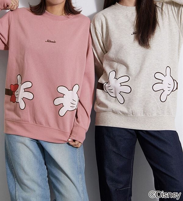 BELLUNA（ベルーナ）の「＜Ｄｉｓｎｅｙ＞【ミッキー＆ミニー】抱き着きプリント裏起毛トレーナー（カットソー）」｜詳細画像