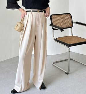 GeeRA（ジーラ）の「インタックスラックスワイドパンツ（フルレングスパンツ）」｜アイボリー