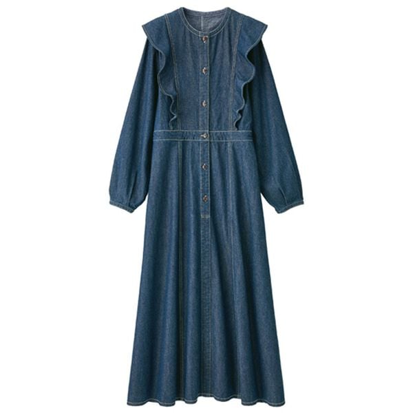 完売商品❗️pium デニム フリル付きワンピース 完売商品❗️pium デニム フリル付きワンピース 新作完売商品デニム