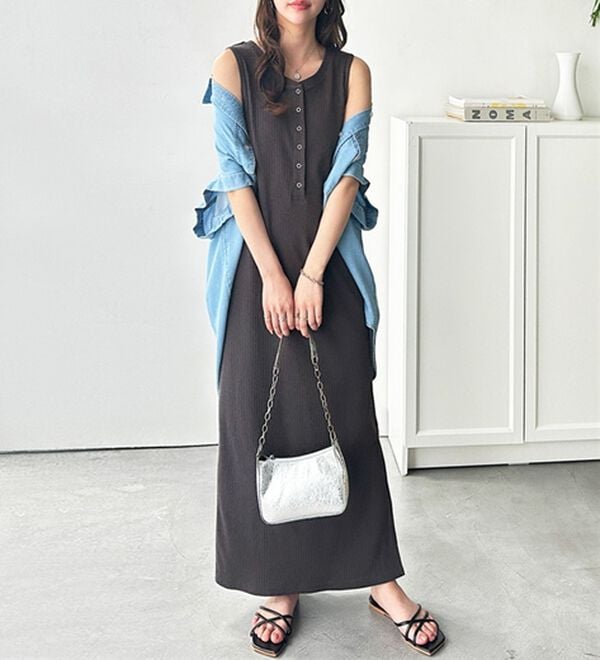 GeeRA（ジーラ）の「全骨格対応！前後２ＷＡＹ細見えタンクワンピース（カットソーワンピース）」｜詳細画像