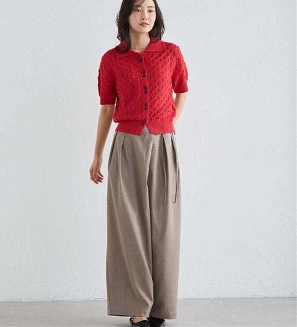 RANAN（ラナン）の「透かし柄サマーニットポロカーデ（ニット・セーター）」｜詳細画像