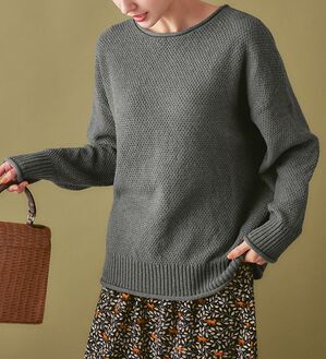 Viola e Viola（ヴィオラ エ ヴィオラ）の「【静電気防止】綿１００％鹿の子編みゆるニット（ニット・セーター）」｜詳細画像