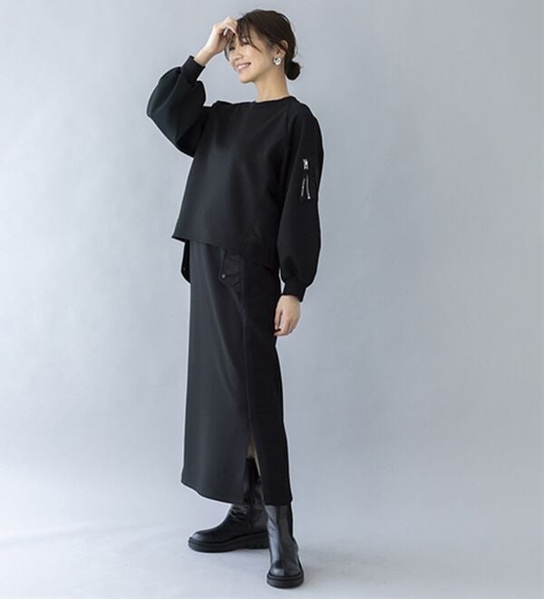 BELLUNA（ベルーナ）の「【ＳＭＡＲＴ　ＥＣＯ　ＪＥＲＳＥＹ】異素材切替スカート（ロングスカート）」｜詳細画像