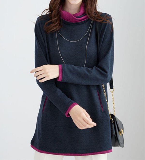 BELLUNA（ベルーナ）の「衿デザイン配色チュニック（チュニック）」｜詳細画像
