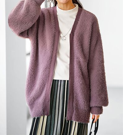BELLUNA（ベルーナ）の「シャギー素材ジッパー使いカーディガン（ニットカーディガン）」