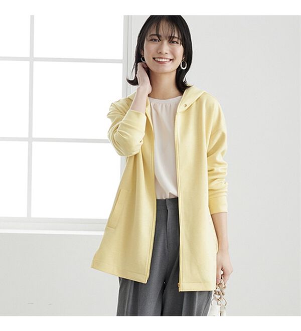 BELLUNA（ベルーナ）の「フードデザインとろみ素材ジップアップパーカー（パーカー）」｜詳細画像