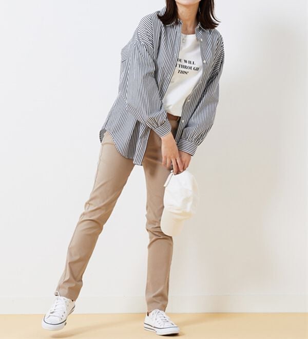 BELLUNA（ベルーナ）の「チノ見えストレッチ素材スリムパンツ（フルレングスパンツ）」｜詳細画像